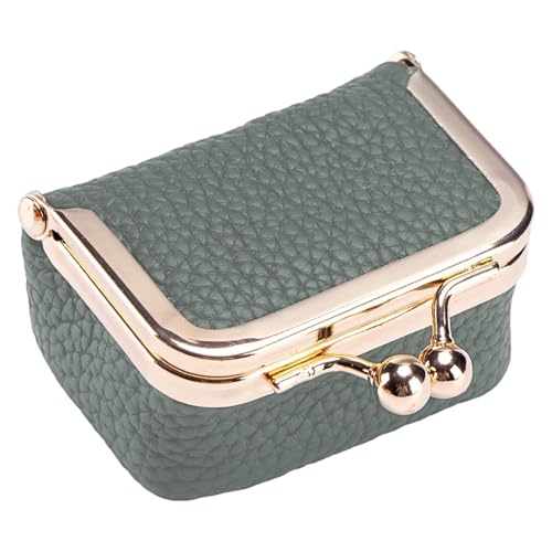 Schmuckkästchen aus Leder, Schmuckkästchen mit Kuss, tragbare Münzgeldbörse, Organizer für Frauen, tragbare Münzbörse, Lederbox, Ringe, Organizer für Kleingeld, Mandelgrün, Mass Beauty von Thewasc