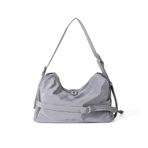 Stilvolle, verschleißfeste Nylon-Umhängetasche, große Kapazität, Tragegriff oben, Handtasche für Arbeit oder den täglichen Gebrauch, praktisches Design, koreanische Unterarmtasche, grau, One Size von Thewasc