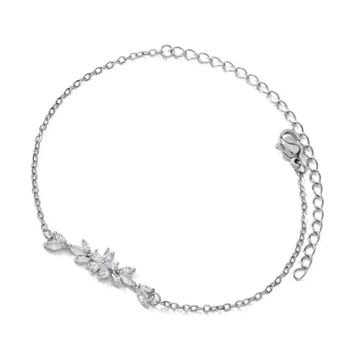 Stilvolles Armband mit Zirkonia-Blumenmuster und goldfarbenem Finish, Accessoire für elegante und modische Frauen von Thewasc
