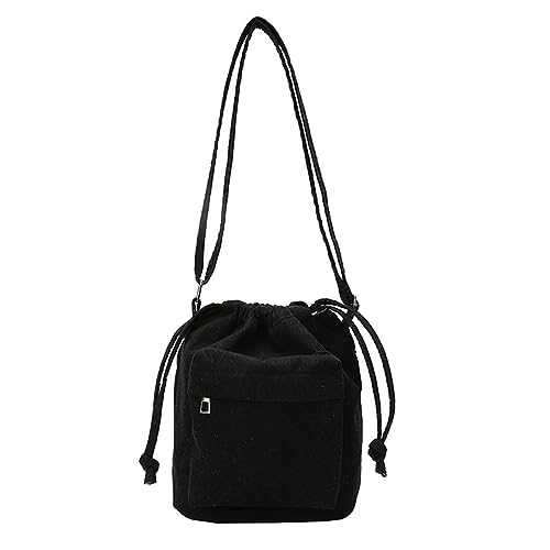 Thewasc 2023 einfache modische Eimertasche für Mädchen, Umhängetasche, Umhängetasche, Kordelzug, Kordsamt, trendig, vielseitig, Damen-Geldbörse, Kordelzug, Crossbody, Schwarz , One Size Thewasc 2023 einfache modische Eimertasche für Mädchen, Umhängetasche, Umhängetasche, Kordelzug, Kordsamt, trendig, vielseitig, Damen-Geldbörse, Kordelzug, Crossbody, Schwarz , One Size von Thewasc