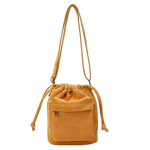 Thewasc 2023 einfache modische Eimertasche für Mädchen, Umhängetasche, Umhängetasche, Kordelzug, Kordsamt, trendig, vielseitig, Damen-Geldbörse, Kordelzug, Crossbody, braun, One Size Thewasc 2023 einfache modische Eimertasche für Mädchen, Umhängetasche, Umhängetasche, Kordelzug, Kordsamt, trendig, vielseitig, Damen-Geldbörse, Kordelzug, Crossbody, braun, One Size von Thewasc