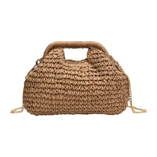 Thewasc 2025 Frühling Modische Crossbody Tasche Strohbeutel Mit Kettengurt Schließe Schulterbeteiligung Gelegenheitshandtasche Für Frauen Mädchen Schultergurt Damen Strohbeutel von Thewasc