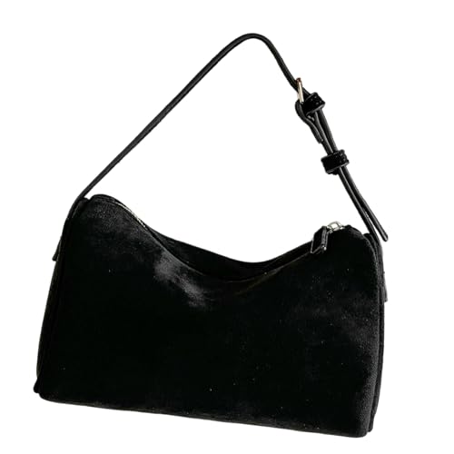 Thewasc 2025 Trendy Handheld Geldbörse Premium Wildleder Ergonomischer Griff Daily Essential Shoulder Crossbody Bag Damen Wildleder Handtasche Leicht Praktisch, Schwarz , One Size von Thewasc