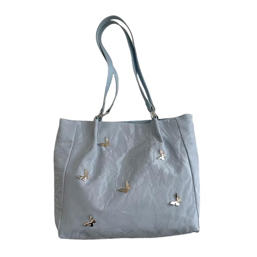 Thewasc Ästhetische Damen-Schultertasche mit Schmetterlings-Design, große Kapazität, für Arbeit und Freizeit, PU-Leder, Reißverschluss, Unterarm-Handtasche, Schmetterlings-Schultertasche, blau, One Thewasc Ästhetische Damen-Schultertasche mit Schmetterlings-Design, große Kapazität, für Arbeit und Freizeit, PU-Leder, Reißverschluss, Unterarm-Handtasche, Schmetterlings-Schultertasche, blau, One von Thewasc