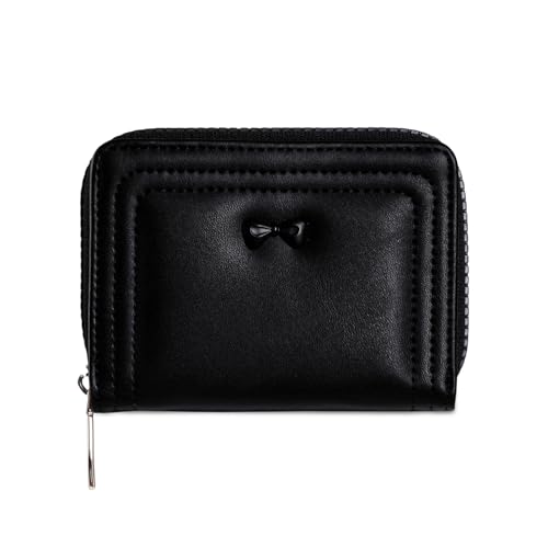 Thewasc Bifolds Clutches Geldbörse Minimalistischer Kreditkartenhalter Damen Casual Geldbörsen Mode Geldbörsen Münze Bargeld Karten Taschen Geldbörsen Frauen Kurze Brieftasche, Schwarz , Mass Beauty von Thewasc
