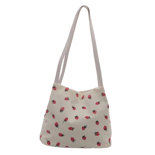 Thewasc Damen Aesthetic Strawberry Cord Achseltasche Mode Große Kapazität Schulter Geldbörse für den täglichen Gebrauch Vielseitige Alltagstasche, weiß, One Size Thewasc Damen Aesthetic Strawberry Cord Achseltasche Mode Große Kapazität Schulter Geldbörse für den täglichen Gebrauch Vielseitige Alltagstasche, weiß, One Size von Thewasc