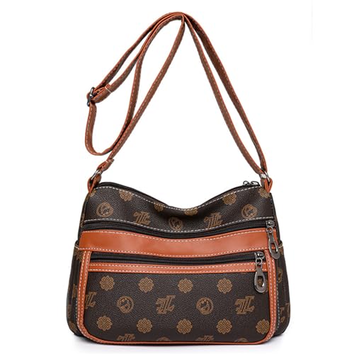 Thewasc Damen-Umhängetasche, mehrere Taschen, Umhängetasche, Leder, Handtasche, Taschenbuch, leicht, Schultertasche, leichte Tasche, braun, One Size Thewasc Damen-Umhängetasche, mehrere Taschen, Umhängetasche, Leder, Handtasche, Taschenbuch, leicht, Schultertasche, leichte Tasche, braun, One Size von Thewasc