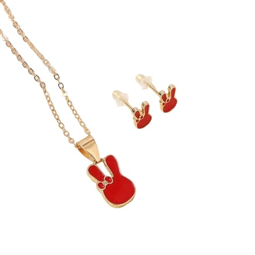 Thewasc Einzigartige Kaninchen Ohrringe Und Halskette Set Für Frauen Und Kinder Mode Schmuck Mit Bequemer Verschleißmaterialien Kaninchenohrringe Halskette Set von Thewasc