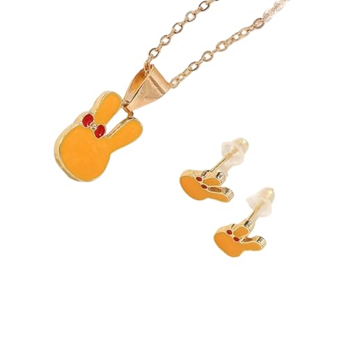Thewasc Einzigartige Kaninchen Ohrringe Und Halskette Set Für Frauen Und Kinder Mode Schmuck Mit Bequemer Verschleißmaterialien Kaninchenohrringe Halskette Set von Thewasc