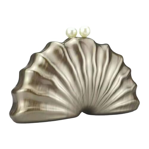 Thewasc Einzigartige Muschelförmige Acryl-Banketttasche für Hochzeit und Abendpartys, Schultertasche, Crossobdy Geldbörse, Party, Handtasche, Schultertasche, coffee, One Size von Thewasc