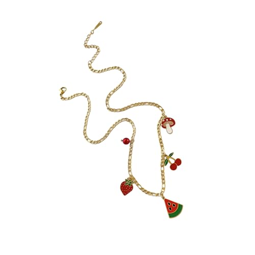 Thewasc Entzückende, von Früchten inspirierte, verstellbare Choker-Halskette, einfach zu tragen, Edelstahlkette für modische Looks, zierlicher Obst-Charm-Schmuck, Einheitsgröße, Wie beschrieben, Wie von Thewasc
