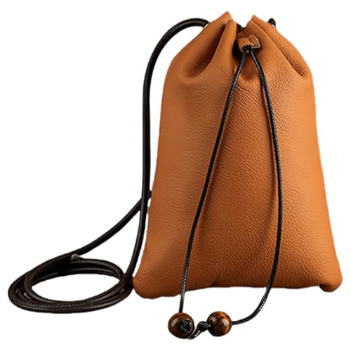 Thewasc Filigrane PU-Leder-Aufbewahrungstaschen, funktionelle Schultertasche, Kordelzug-Tasche für Münzkarten und kleine Gegenstände, Vintage-PU-Ledertasche, braun, One Size Thewasc Filigrane PU-Leder-Aufbewahrungstaschen, funktionelle Schultertasche, Kordelzug-Tasche für Münzkarten und kleine Gegenstände, Vintage-PU-Ledertasche, braun, One Size von Thewasc