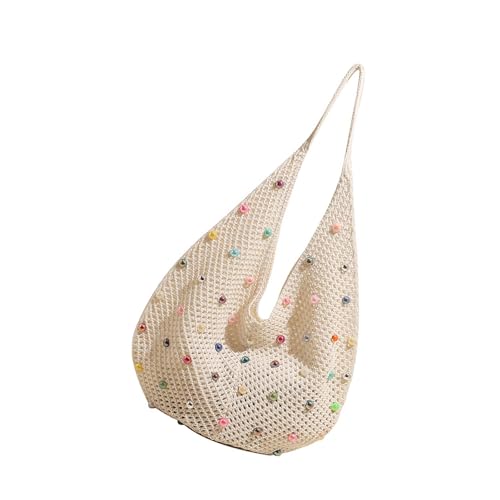 Thewasc Frauen Häcet Umhängetasche Mit Farbigen Perlen Handtasche Seaside Tasche Schöne Achselhöhle Mode Beach Für Travel Women Beach Strand Unterarmer Mode Handtasche Schöne Schulter von Thewasc