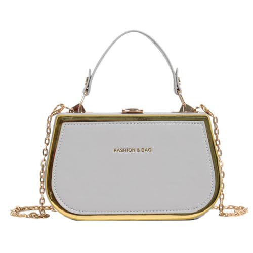 Thewasc Frauen PU Leder Umhängetasche Kette Handtasche Einfache Kreuzkasse Süßigkeiten Farbe Messenger Trendy Pendelpendel Frauen Süßigkeit Farbe Schulterkette Handtasche PU Leder Crossbody von Thewasc