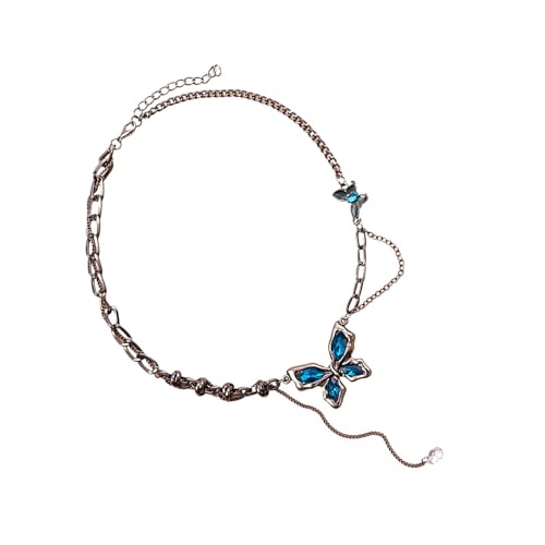 Thewasc Handgefertigte Schlüsselbeinlänge Halskette Gefärbte Glas Schmetterlingsdesign Neckschmuck Für Besondere Anlässe Outfits Statement Party Halskette Für Frauen von Thewasc