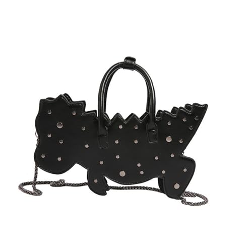 Thewasc Handtasche aus PU-Leder, Dinosaurier-Form, Umhängetasche mit abnehmbarer Kette, Schultertasche für den täglichen Gebrauch, Schwarz , One Size Thewasc Handtasche aus PU-Leder, Dinosaurier-Form, Umhängetasche mit abnehmbarer Kette, Schultertasche für den täglichen Gebrauch, Schwarz , One Size von Thewasc
