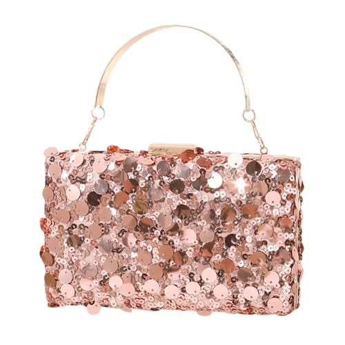 Thewasc Luxuriöse Pailletten-Umhängetasche für Partys und Bankette, geräumige Abendtasche, Handy- und Brieftasche, Aufbewahrungstasche für Damen, elegante Abendessen-Geldbörse, champagnerfarben, One von Thewasc