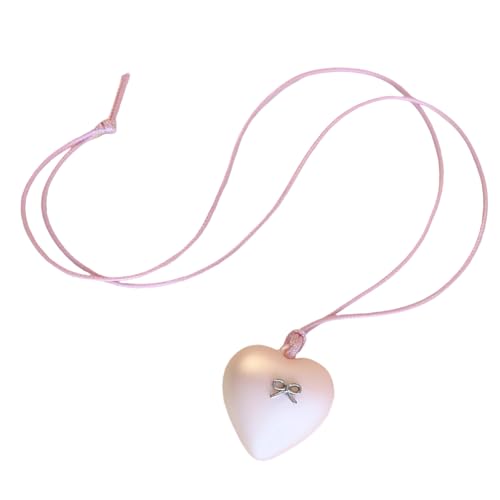 Thewasc Mode Farbenfrohe Bowknot Und Herzheizkette Halskette Elegantes Schlüsselblattketten Accessoire Für Stilvolle Und Energiegeladene Frauen Jugendliche Modeaccessoire von Thewasc