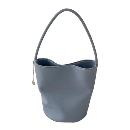 Thewasc Moderne Handtasche mit großem Fassungsvermögen für Damen, einfarbig, PU-Leder, Umhängetasche, lässig, Reisen, Einkaufen, Eimer, Geldbörse, PU-Ledereimer, blau, One Size Thewasc Moderne Handtasche mit großem Fassungsvermögen für Damen, einfarbig, PU-Leder, Umhängetasche, lässig, Reisen, Einkaufen, Eimer, Geldbörse, PU-Ledereimer, blau, One Size von Thewasc