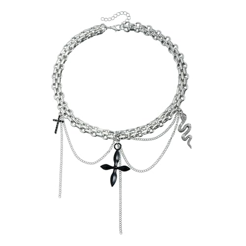 Thewasc Moderne Schlangen-Halskette, religiöser Anhänger mit Anhänger aus Legierung, ideal zur Verschönerung jedes Outfits, modisches Statement von Thewasc