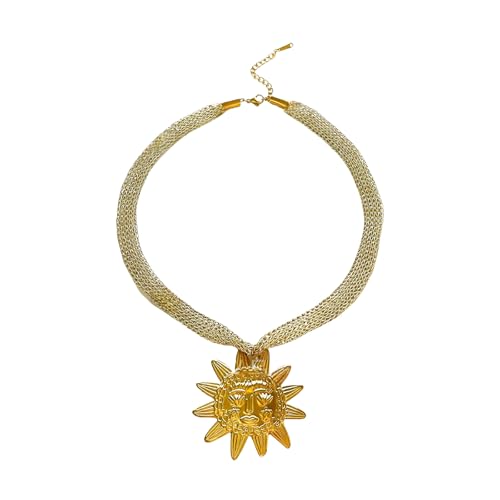 Thewasc Modische, von der Natur inspirierte Anhänger-Halskette mit Muschel-/Sonnenanhänger, gestrickte Kette, Halsschmuck, Schmuck für den täglichen Gebrauch, kreatives Design mit Sonne und Muscheln von Thewasc