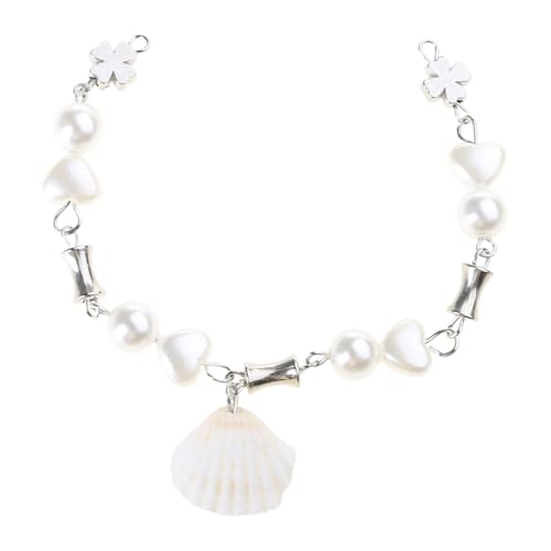 Thewasc Modische Muschelperlen-Handkette, vierblättriges Kleeblatt für Damen und Mädchen, verstellbares Armband für Familie von Thewasc