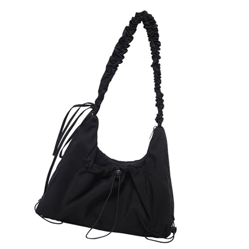 Thewasc Modische Nylon-Umhängetasche mit plissiertem Riemen, verstellbar, große Kapazität, Crossbody-Tasche für Damen, Schwarz , One Size Thewasc Modische Nylon-Umhängetasche mit plissiertem Riemen, verstellbar, große Kapazität, Crossbody-Tasche für Damen, Schwarz , One Size von Thewasc