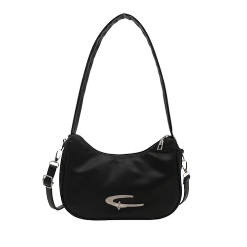 Thewasc Modische Umhängetasche aus PU-Leder, einfarbig, mit Reißverschluss, Mondform, kleine Unterarm-Handtasche für Damen, Unterarmtasche aus PU-Leder, Schwarz , One Size Thewasc Modische Umhängetasche aus PU-Leder, einfarbig, mit Reißverschluss, Mondform, kleine Unterarm-Handtasche für Damen, Unterarmtasche aus PU-Leder, Schwarz , One Size von Thewasc