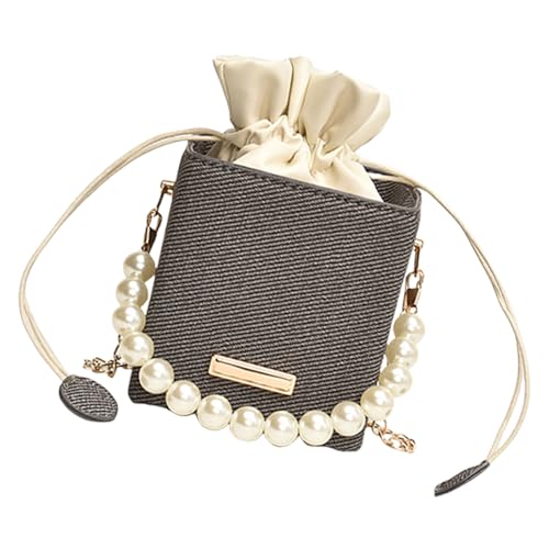 Thewasc Modische schwarze Eimertasche für Damen, vielseitige Handtasche, Schultertasche, Abendtasche mit abnehmbarem Riemen, Schwarz , One Size von Thewasc