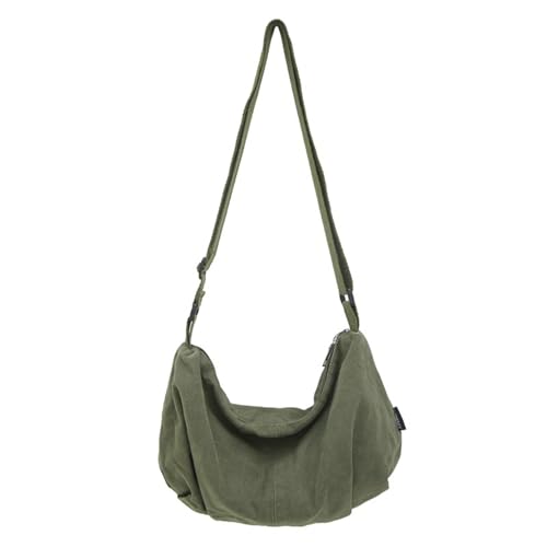 Thewasc Multifunktionale Umhängetasche aus Segeltuch mit verstellbarem Riemen, stilvolle große Kapazität, mit Reißverschluss, für Damen und Herren, trendige Umhängetasche, grün, One Size Thewasc Multifunktionale Umhängetasche aus Segeltuch mit verstellbarem Riemen, stilvolle große Kapazität, mit Reißverschluss, für Damen und Herren, trendige Umhängetasche, grün, One Size von Thewasc