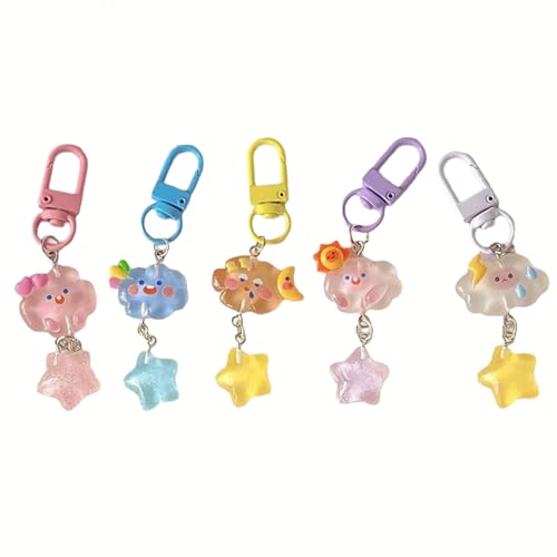 Thewasc Set Von 5 Ice Durchscheinenden Funkeln Clouds Star Keychain Accessoire Set Für Individuelle Stile Und Schlüsselsammlung von Thewasc