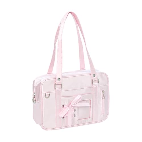 Thewasc Stilvolle Kuriertasche mit Schnürung, schönes Itabag transparentes Fenster, japanisches Design für den täglichen Pendeln, schöne Itabag mit transparentem Fenster, lässige Schulterschnürung, B von Thewasc