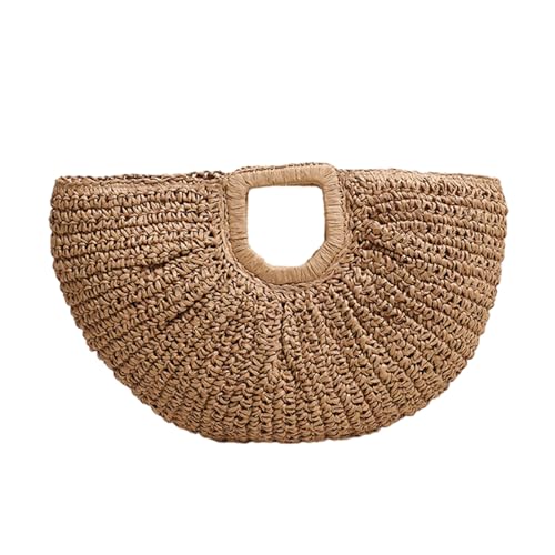 Thewasc Stilvolle gewebte Strandtasche für Damen, Abendtasche, Clutch, großes Fassungsvermögen, Handtasche mit Mondmuster, Strohtasche, coffee, One Size Thewasc Stilvolle gewebte Strandtasche für Damen, Abendtasche, Clutch, großes Fassungsvermögen, Handtasche mit Mondmuster, Strohtasche, coffee, One Size von Thewasc