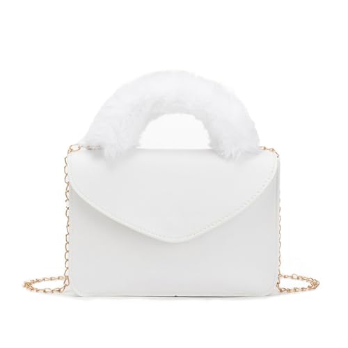Thewasc Stilvolle kleine quadratische Tasche mit weichem Griff, niedliche und trendige Umhängetasche für modische und individuelle Frauen, Kettenriemen, quadratisch, weiß, One Size Thewasc Stilvolle kleine quadratische Tasche mit weichem Griff, niedliche und trendige Umhängetasche für modische und individuelle Frauen, Kettenriemen, quadratisch, weiß, One Size von Thewasc