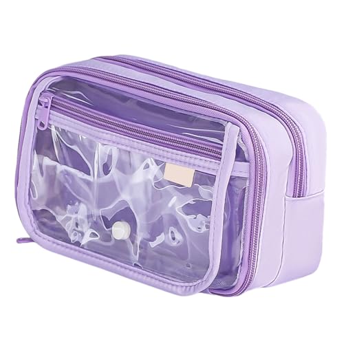 Thewasc Transparentes Federmäppchen, einfaches Federmäppchen, großes Fassungsvermögen, Stifteetui, ästhetische Tasche, Organizer für Schule, ästhetisch, große Kapazität, violett, Mass Beauty Thewasc Transparentes Federmäppchen, einfaches Federmäppchen, großes Fassungsvermögen, Stifteetui, ästhetische Tasche, Organizer für Schule, ästhetisch, große Kapazität, violett, Mass Beauty von Thewasc