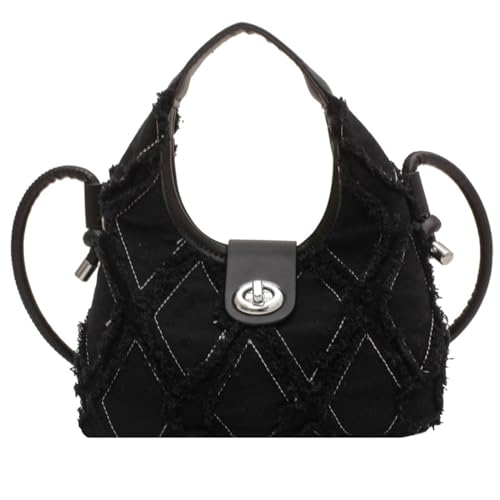Thewasc Trendige Damen-Denim-Umhängetasche, modische Damentasche, einfarbig, Denims, Canvas, Retro-Kuriertasche, modisch, schlicht, Retro, Mädchen, Kuriertasche, einfache und stilvolle Tragetasche für von Thewasc