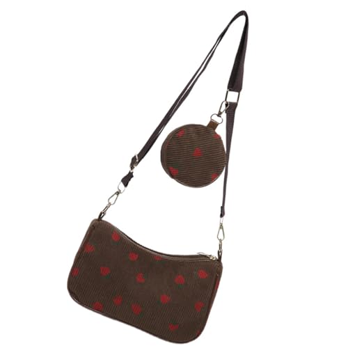 Thewasc Umhängetasche aus Cord für organisierte Aufbewahrung, Crossbody-Tasche, Erdbeer-Unterarmtasche für den täglichen Gebrauch, Erdbeer-Crossbody-Tasche, khaki, One Size von Thewasc