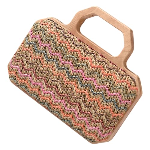 Thewasc Women Stroh Strandtasche Stilvolle Messengers Einfache Schulter Mit Holzgriff Crossbody Urlaub Für Reisen Frauen Crossbody Stylish Schulter Stroh Strand Ladies Urlaub von Thewasc