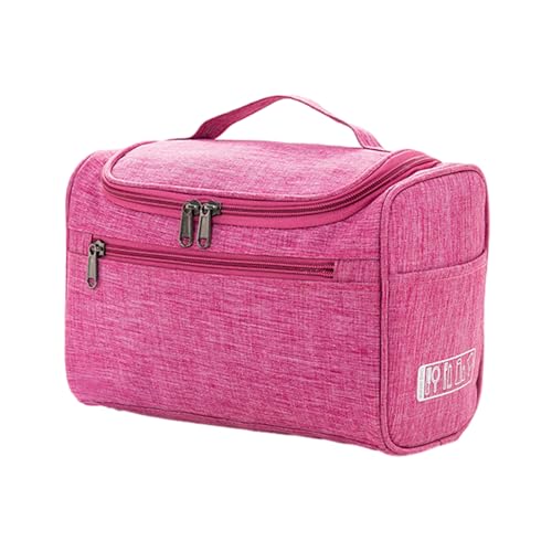 Tragbare Make-up-Tasche für Damen und Herren, mit Reißverschluss, Kulturbeutel, Organizer, große Kapazität, Mehrzweck-Kosmetiktasche, Damen-Make-up, rosarot, Mass Beauty von Thewasc