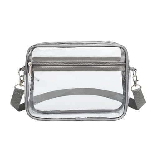Vielseitige Umhängetasche, transparente Schultertasche, für Damen und Mädchen, trendiges PVC, lässig, trendig, Handy-Schulter, grau, One Size von Thewasc