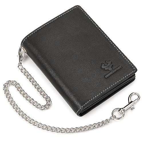 Vintage Wallet Blocking Wallets with Anti Theft Chain for Credit Card Holder Business Gifts for Men, Schwarz von Thewasc