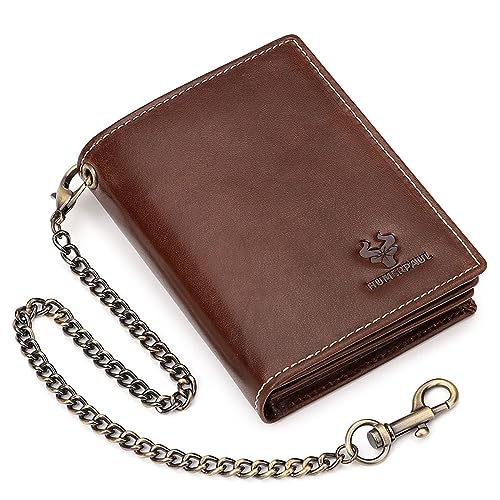 Vintage Wallet Blocking Wallets with Anti Theft Chain for Credit Card Holder Business Gifts for Men, coffee von Thewasc