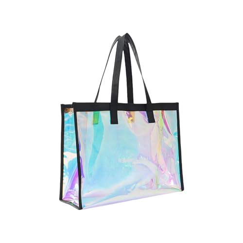Wasserdichte Strandtasche für Damen, bunt, tragbar, TPU, Sporttasche, ideal für Schwimmen, Fitnessstudio, Reisen, Outdoor-Aktivitäten, modische wasserdichte Schwimmtasche, Schwarz , Einheitsgröße von Thewasc