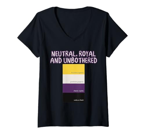 Damen Nonbinary Pride Farbmuster Lustiges Design T-Shirt mit V-Ausschnitt von They Them Supreme Voidcore Chaotic Royalty Apparel