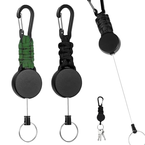 Thgtao 2 Stücke Einziehbarer Schlüsselanhänger Ausziehbar Schlüsselband Strapazierfähiger Karabiner-Ausweishalter Taktische ID-Ausweisrolle Ausziehbar mit 65cm von Thgtao