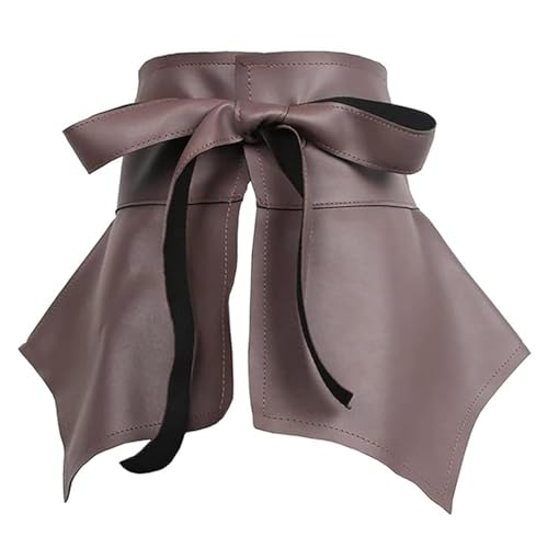 Damen Rüschenrock Gürtel - PU Leder Tie Up Breiter Taillengürtel Schößchen Cinch Gürtel Wrap Around Kummerbund Korsett Bund Punk Goth Körperzubehör Gepaart mit Hemdkleid, coffee, One size von ThiCc