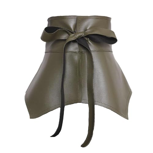 Damen Rüschenrock Gürtel - PU Leder Tie Up Breiter Taillengürtel Schößchen Cinch Gürtel Wrap Around Kummerbund Korsett Bund Punk Goth Körperzubehör Gepaart mit Hemdkleid, grün, One size von ThiCc