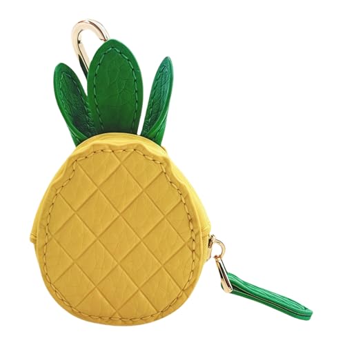 Niedlicher Obst-Ledertaschen-Anhänger - Kawaii Y2K Schlüsselanhänger Mini PU Geldbörse Reißverschluss Münzbörse Kleingeldbeutel Geschenk Zubehör für Handtasche Rucksack Dekoration Reise, Ananas von ThiCc