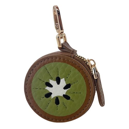 Niedlicher Obst-Ledertaschen-Anhänger - Kawaii Y2K Schlüsselanhänger Mini PU Geldbörse Reißverschluss Münzbörse Wechseltasche Geschenk Zubehör für Handtasche Rucksack Dekoration Reise, kiwi, Casual von ThiCc