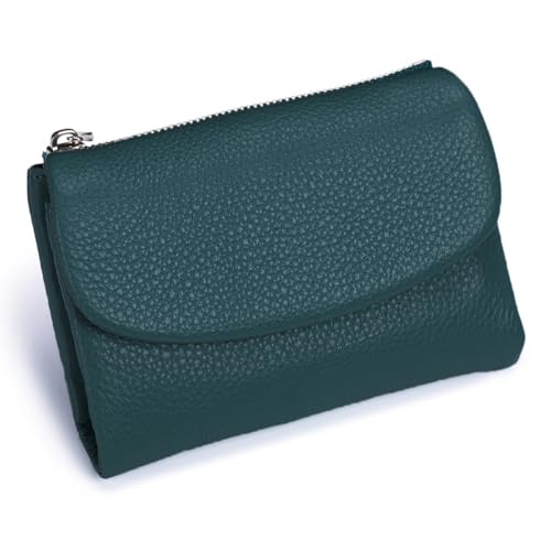 Pebble Leather Wallet - Soft Genuine Leather Tri-Fold RFID Blocking Purse with Coin Pocket Multi Card Slots ID Window Small Clutch for Travel Work Daily Use, blau, S, Casual von ThiCc